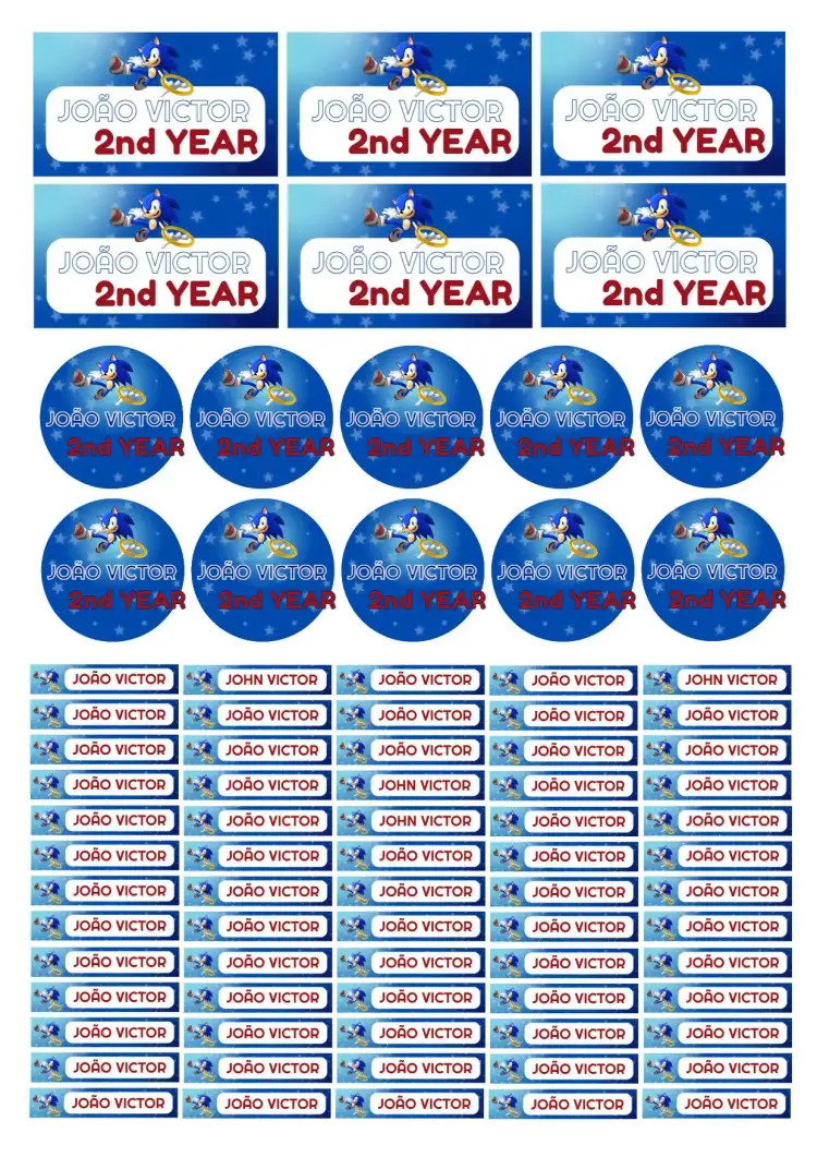 Invitation Sonic Blue School Label – Kids' Birthday Party theme blue, modern, school, playful, lively, themed