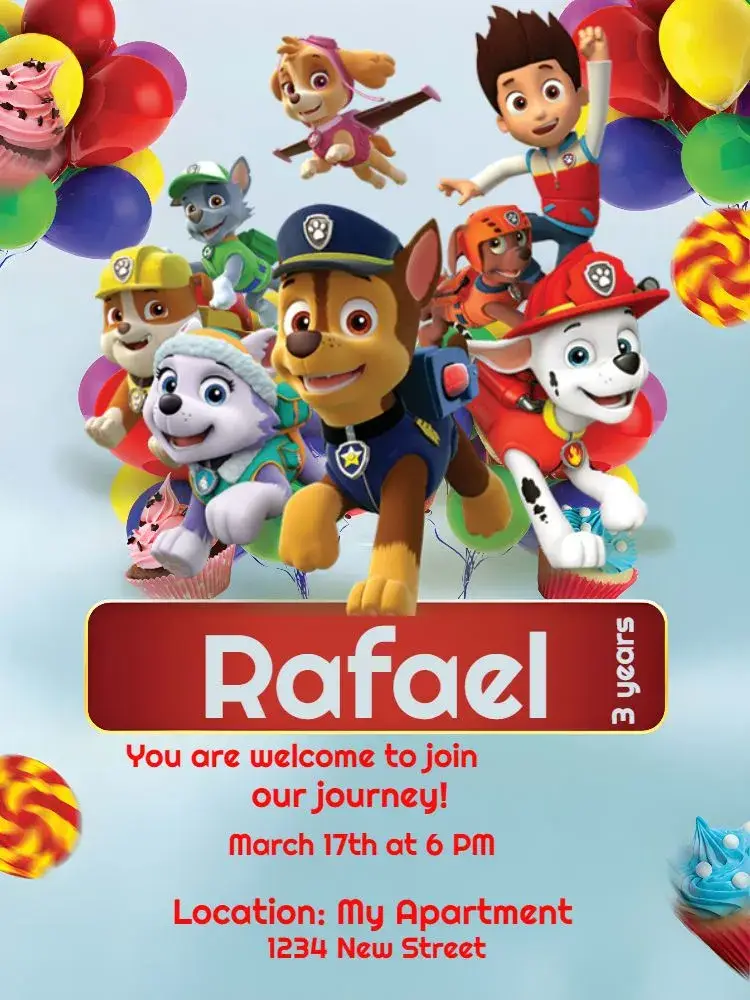 Digital Paw Patrol invitation