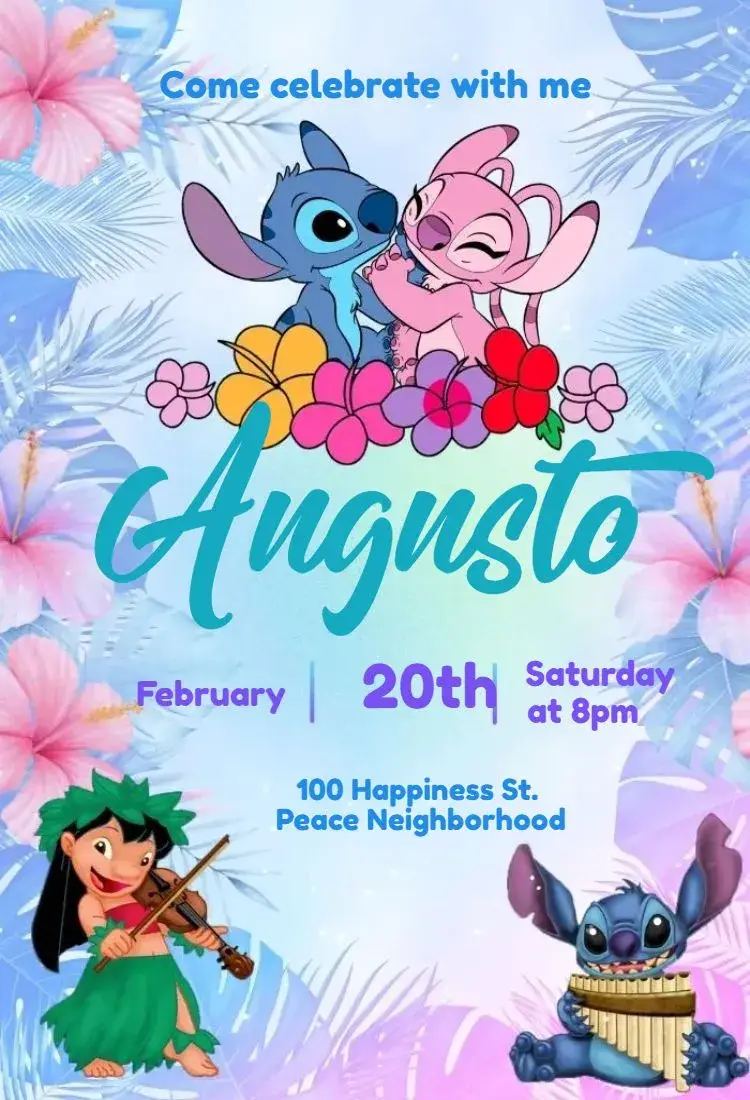 Lilo and Stitch Hawaiian invitation