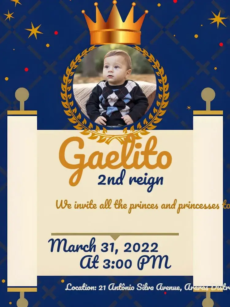 First Boy's Reign With Photo 1 invitation