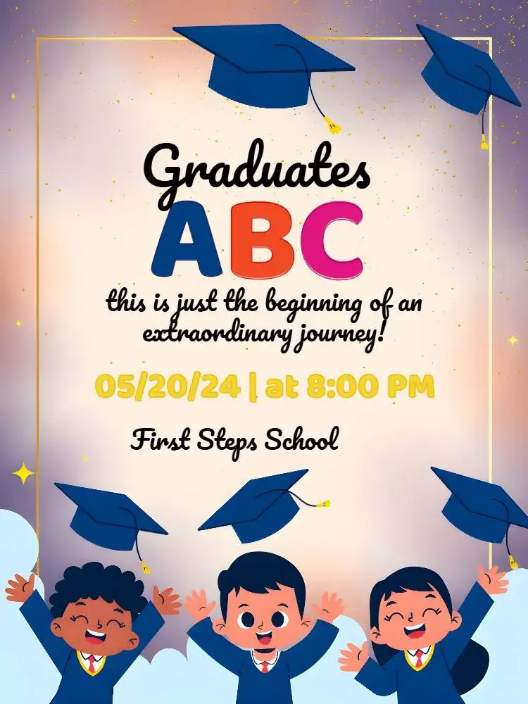 Invite Colorful Abc Kids Graduation editable and customizable