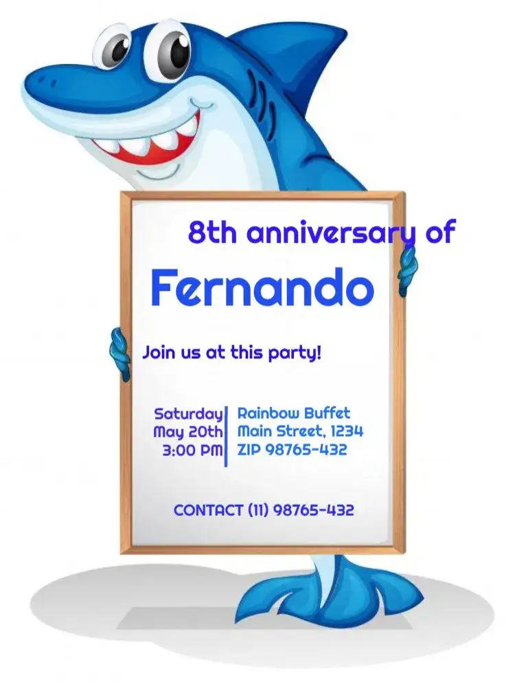 Shark Kids Party Editable Celebration