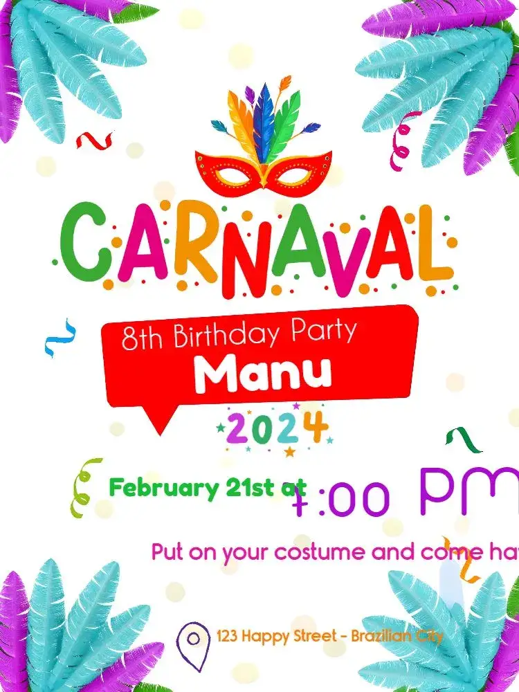 Invitation Carnival Block Allegory – Commemorative Dates theme colorful, festive, cheerful, themed, vibrant
