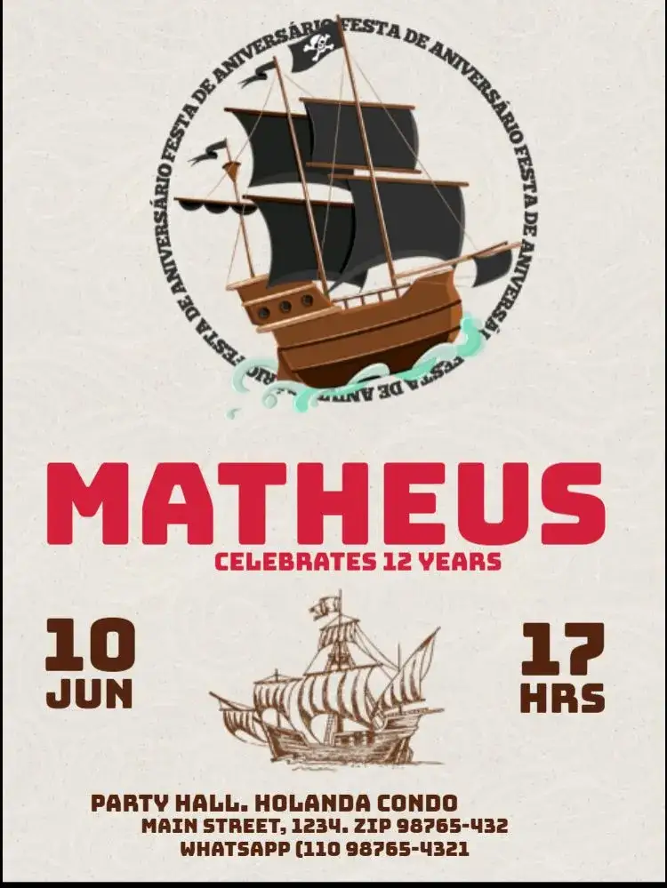 Invitation Pirate Rustic Skull – Kids' Birthday Party theme rustic, pirate, adventure, skull, light beige, fun