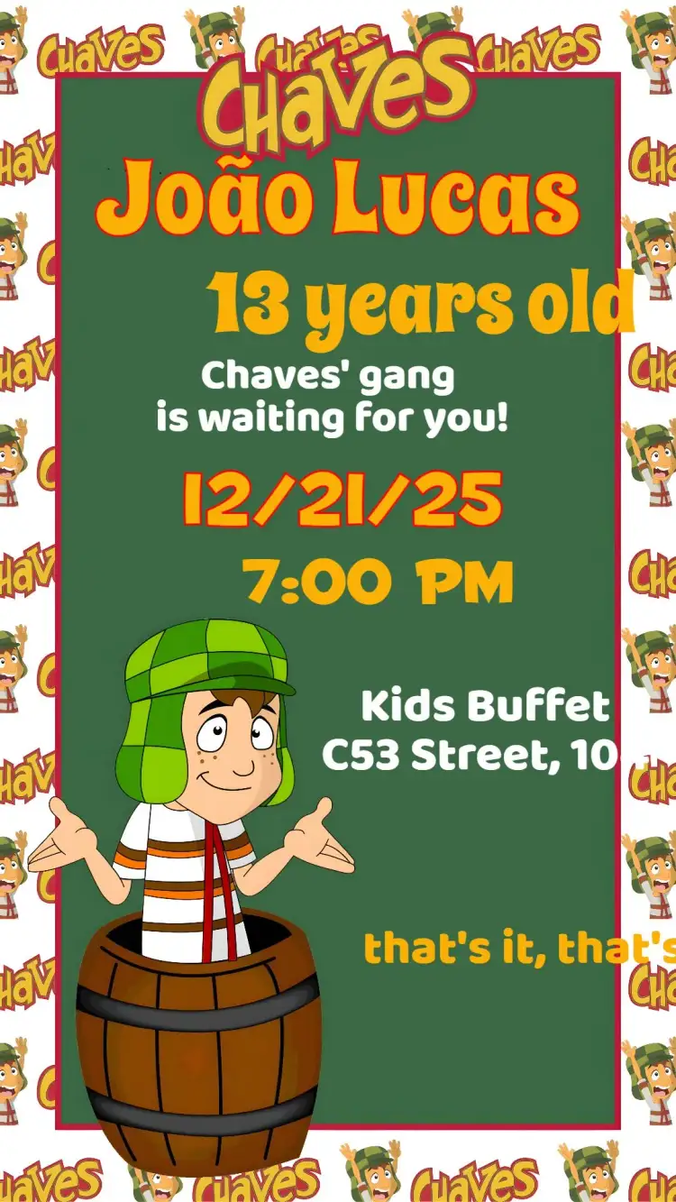 Invitation Keys – Kids' Birthday Party theme colorful, fun, childish, vibrant, themed, cheerful