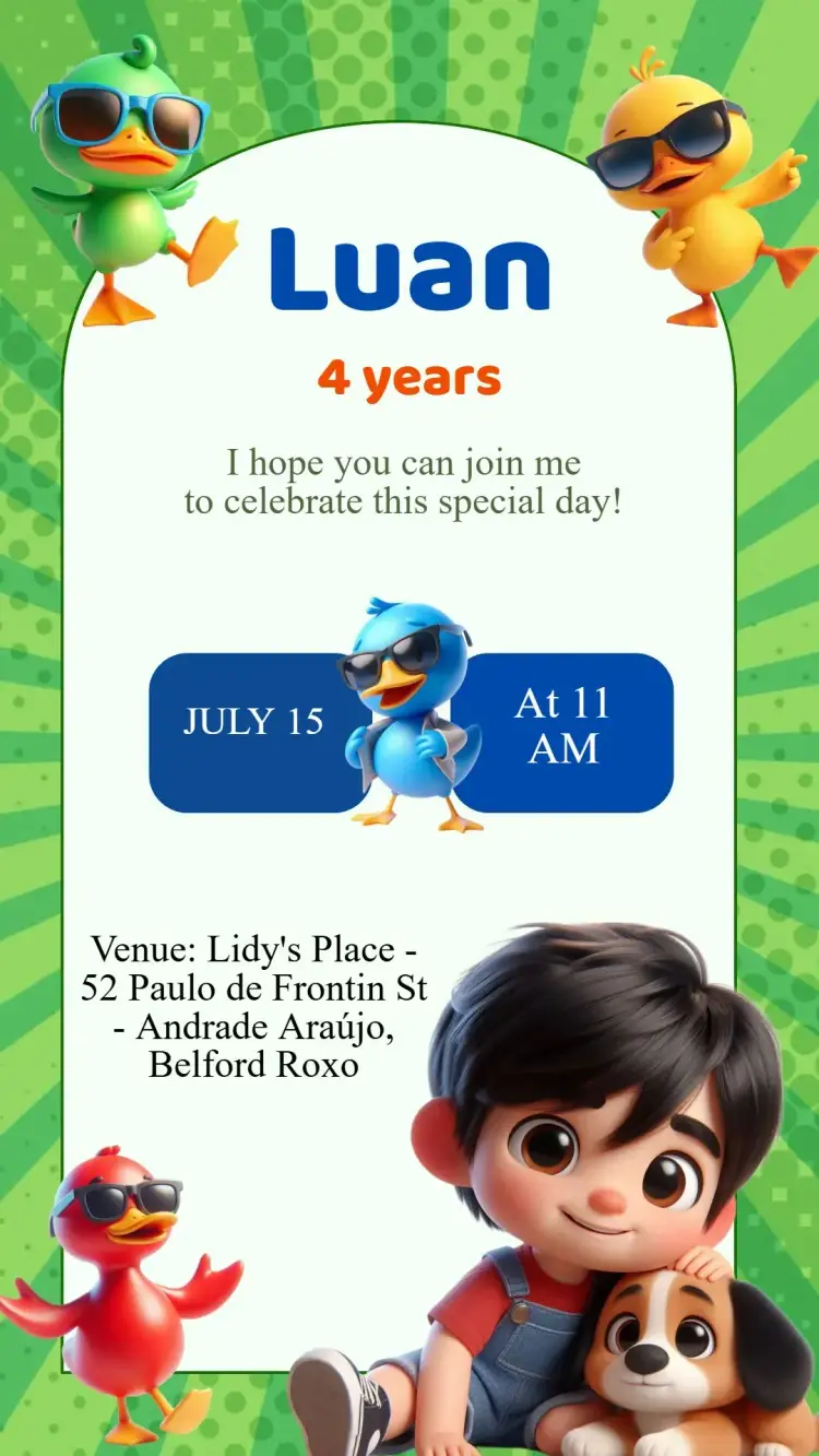 Bento and Totó Birthday Invitation