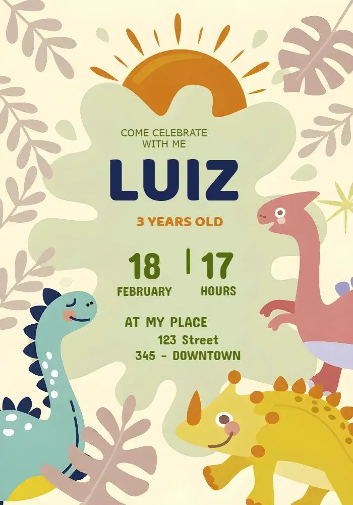 Invitation Green Dinosaurs – Most searched for theme dinosaurs, colorful, childish, fun, themed, jungle