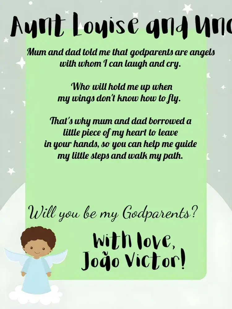 Invitation Godparents Of White Baptism – Baptism theme white, delicate, little angel, religious, minimalist