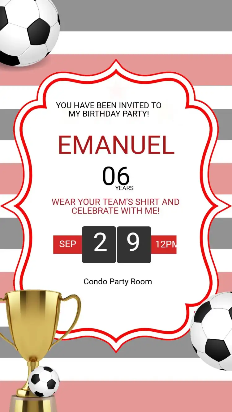 Children's Birthday Invitation SOCCER