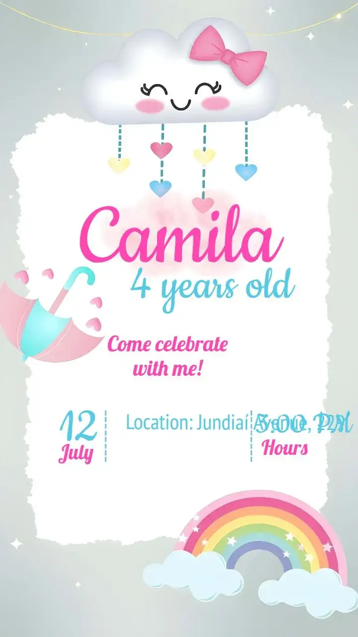 Invitation Rain of Pink Love – Most searched for theme delicate, floral, modern, soft, childlike, airy
