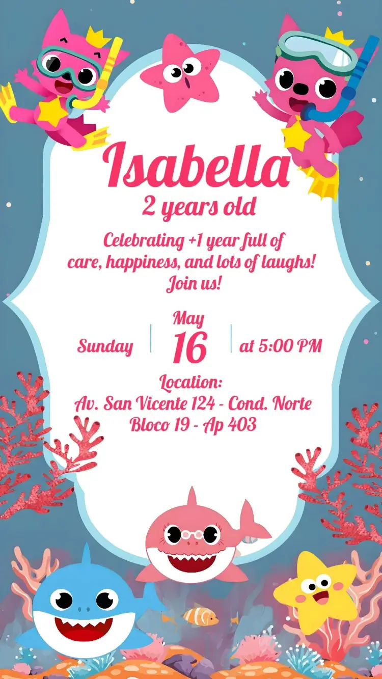 Baby Shark Drawing invitation