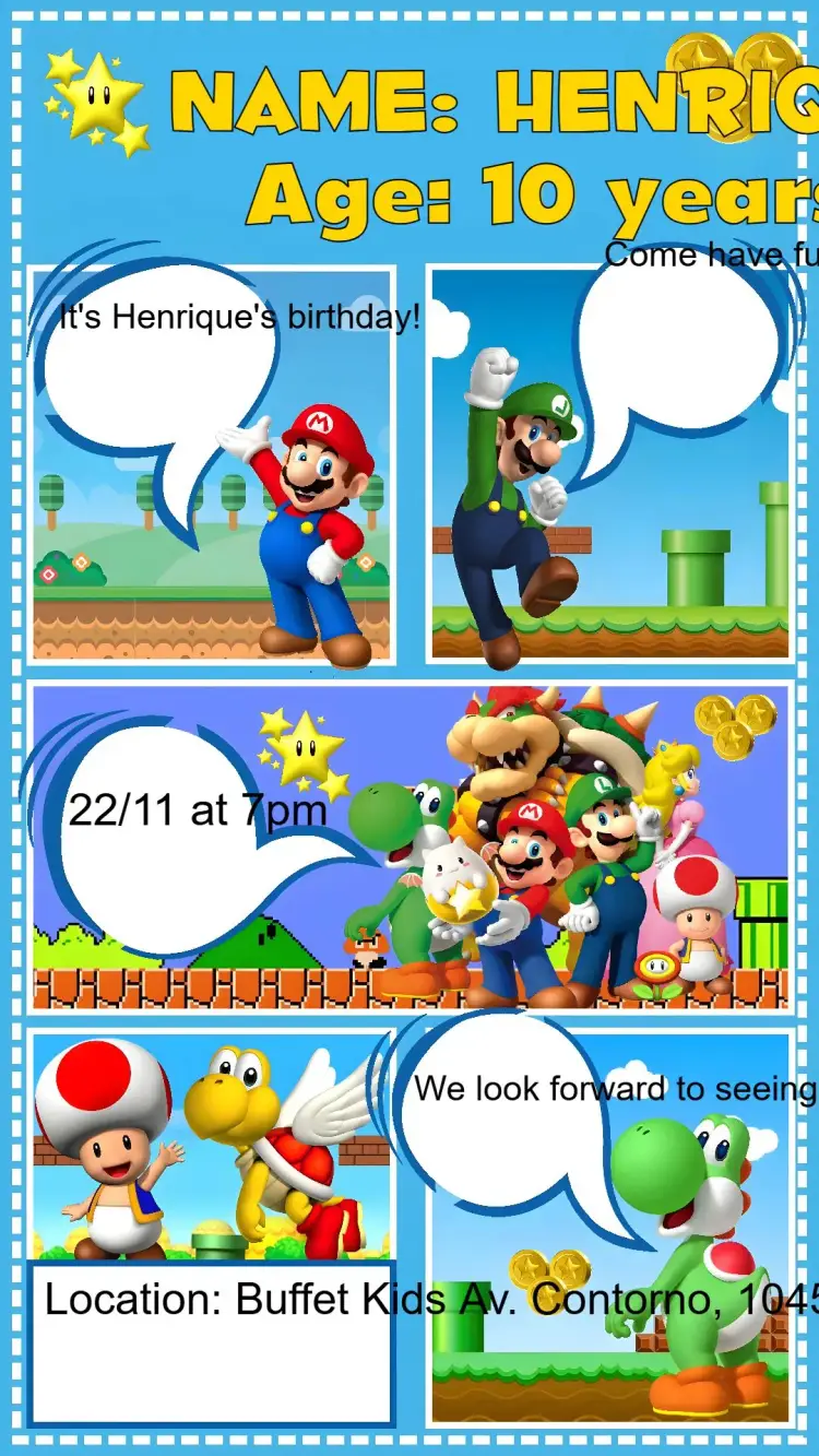 Super Mario Bros invitation