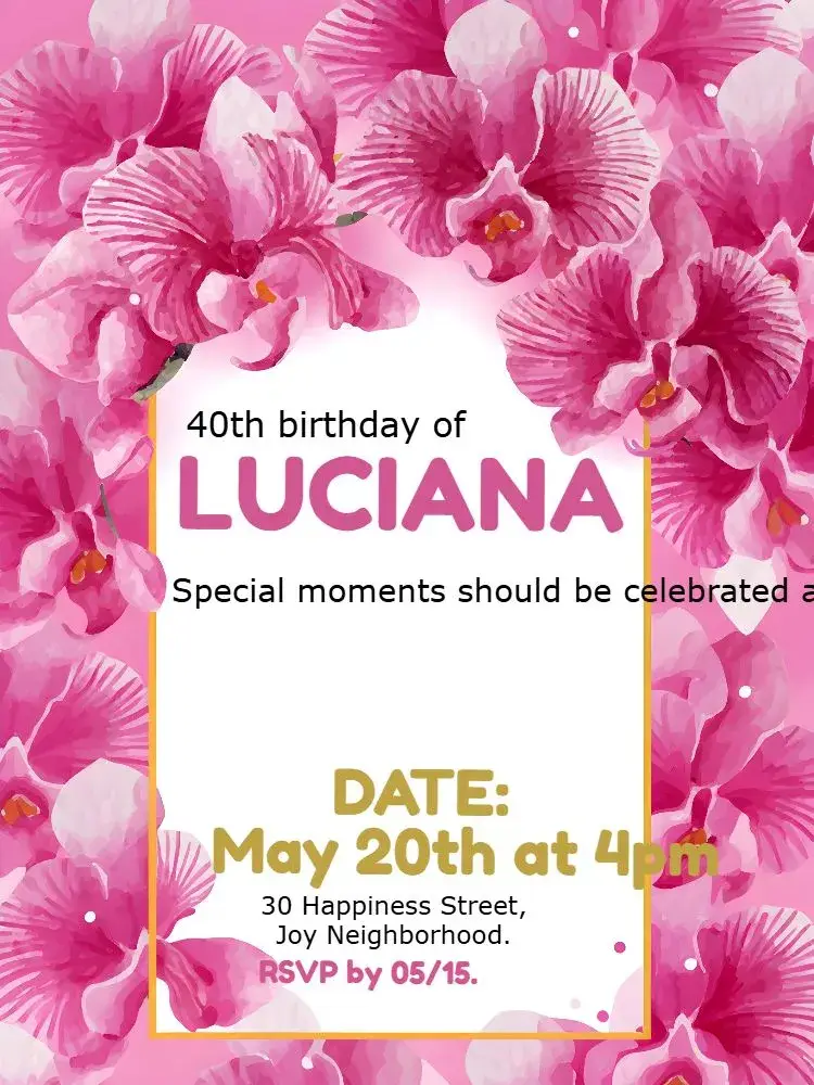 Invite Floral Orchid editable and customizable