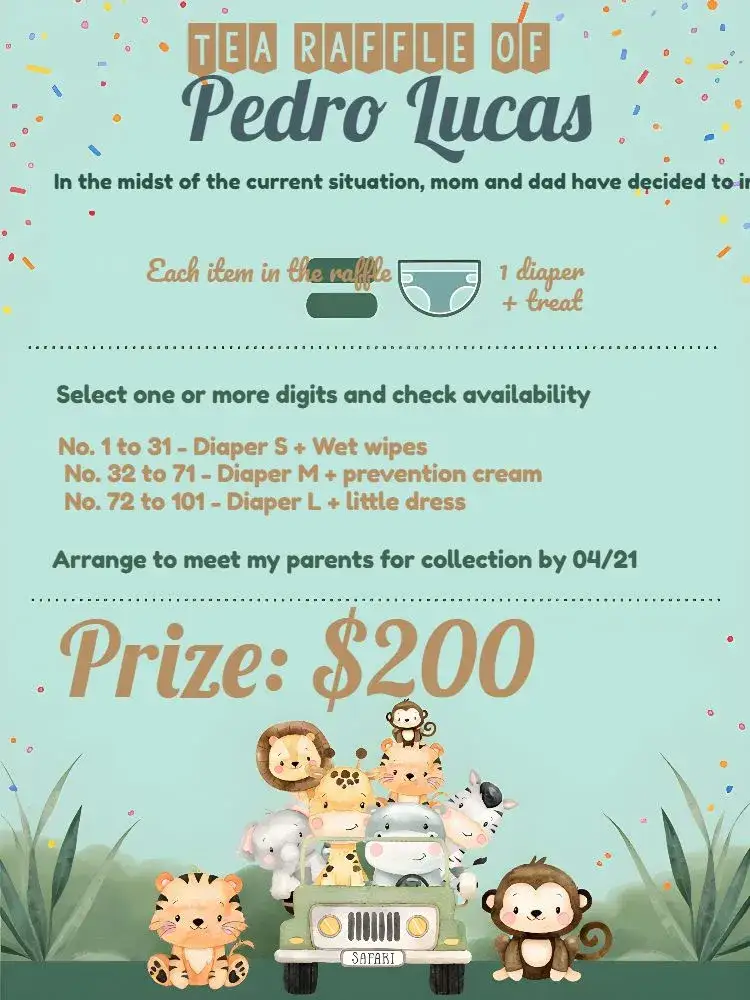 Invitation Baby Boy Safari Raffle Tea – Raffle Tea theme safari, animals, natural, colorful, childish, fun