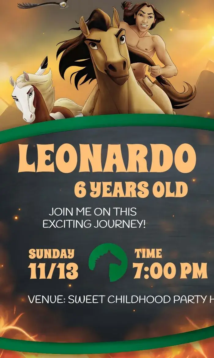 Spirit The Untamed Stallion Boy Party invitation