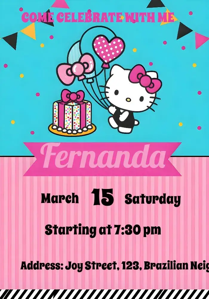 Hello Kitty Sanrio invitation