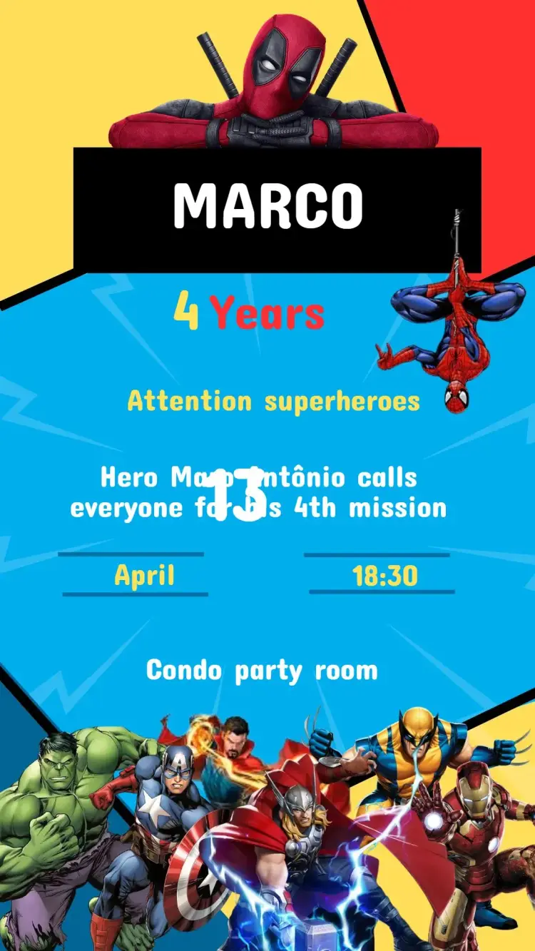 Avengers Birthday Invitation