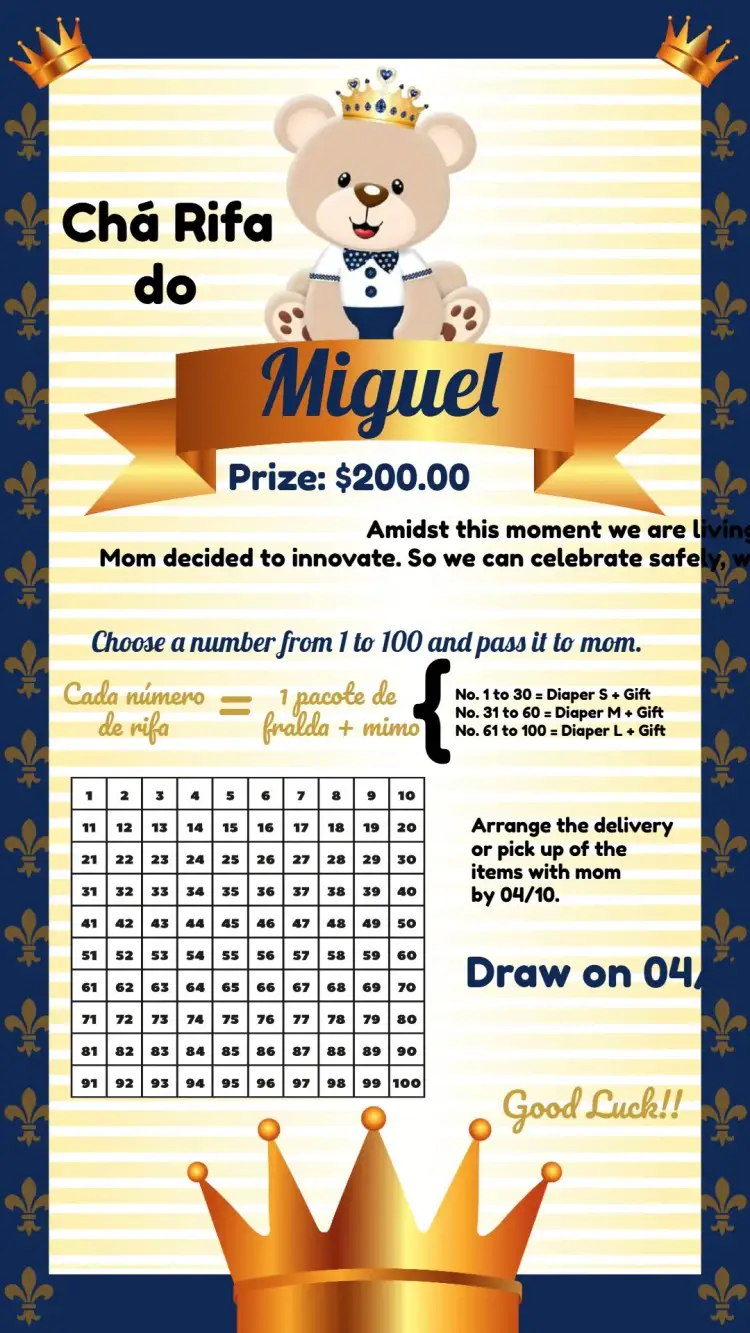 Tea Raffle Little Prince Teddy Bear invitation
