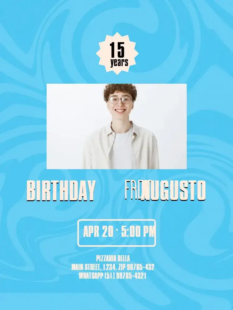 Invitation Modern Young Male Celebration – Kids' Birthday Party theme modern, masculine, blue, vibrant, clean, youthful