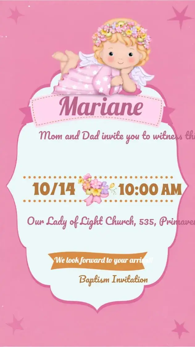 Invitation Infant Angel Baptism – Baptism theme delicate, soft pink, little angels, childlike, festive