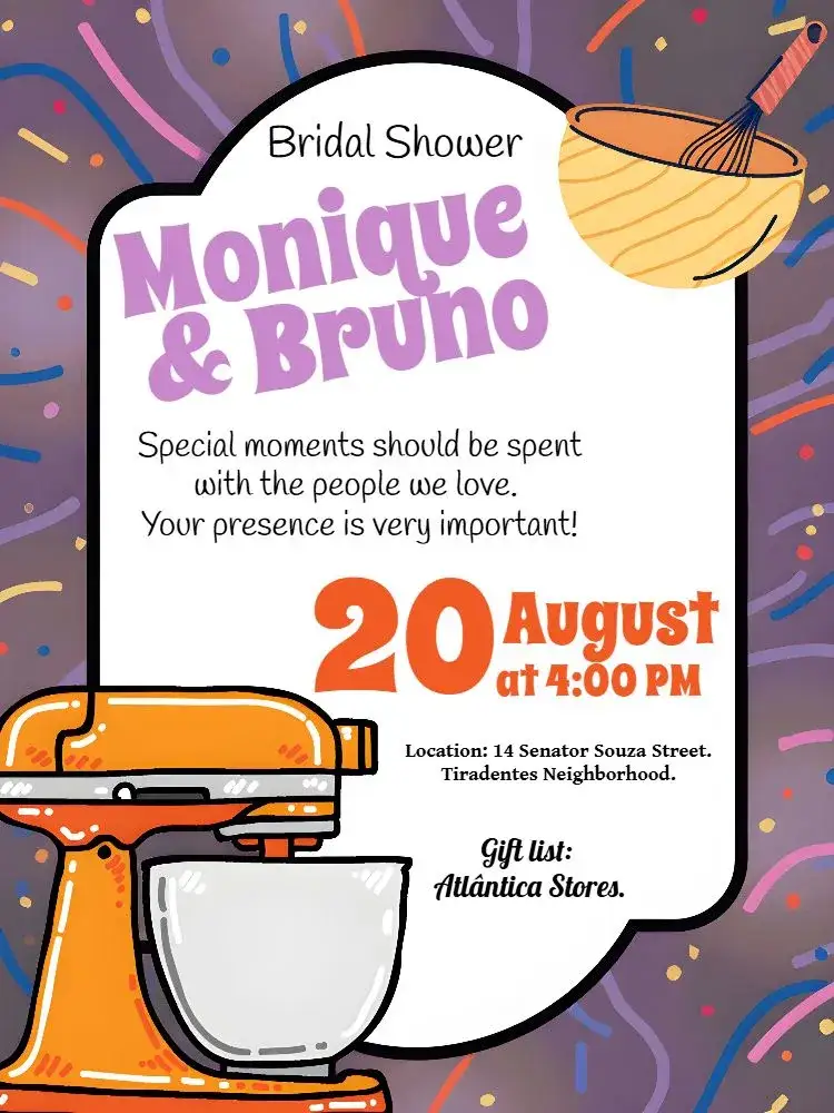 Invitation Orange Kitchen Tea – Bridal Shower theme vibrant orange, culinary illustrations, modern style, fun graphic elements, minimalist design, customized touches
