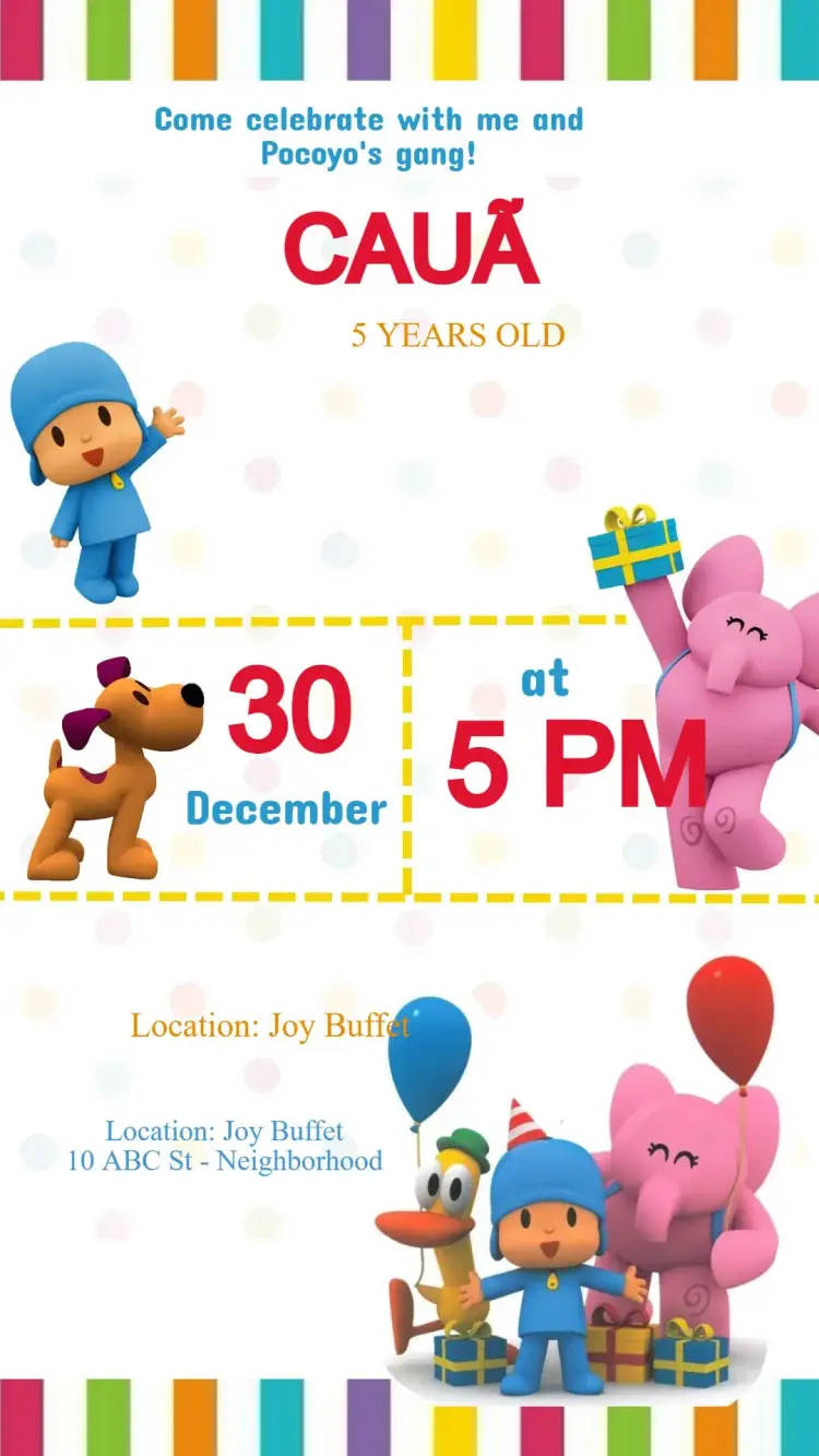 Pocoyo Birthday Invitation