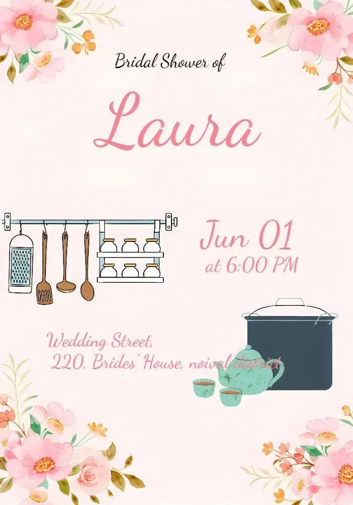 Invitation Floral Pink Bridal Shower – Bridal Shower theme floral, romantic, colorful, modern, elegant, feminine