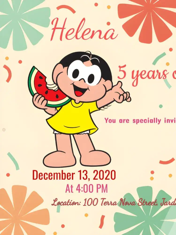 Invitation Magali Class – Birthday theme colorful, fun, playful, childish, tropical, comic-inspired