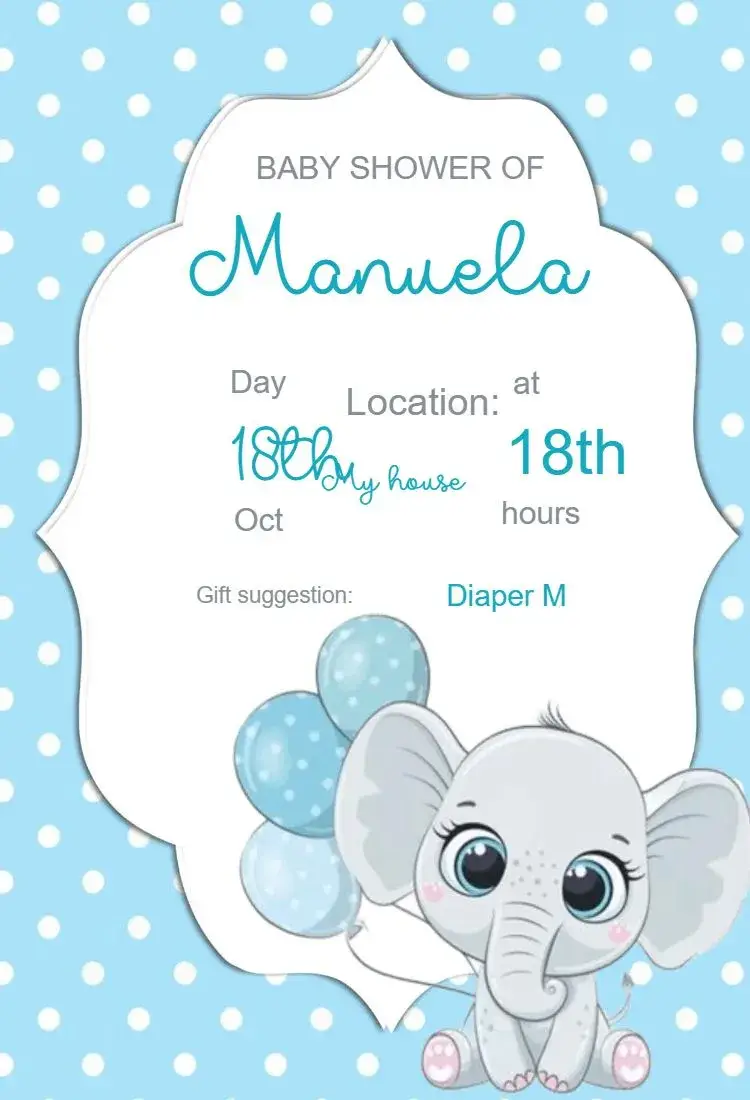 Baby Shower Elephant Invitation