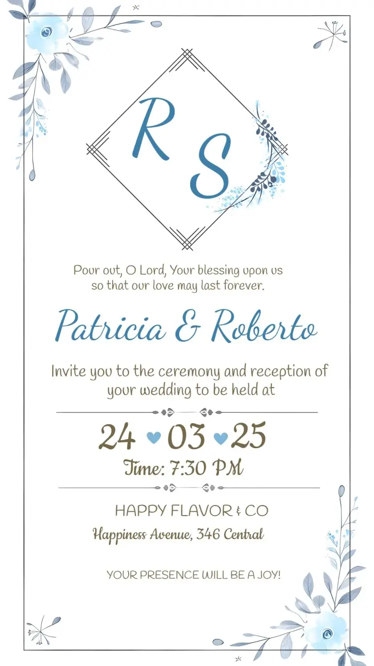Invite Floral Flowers Wedding editable and customizable