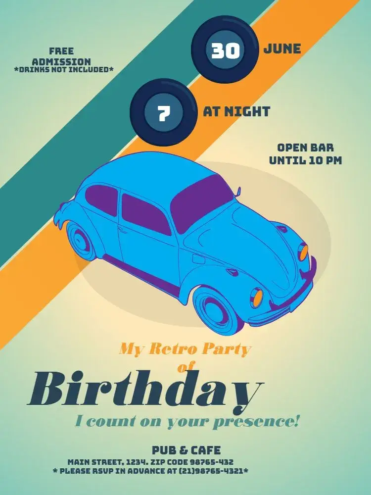 Vintage Green Beetle invitation
