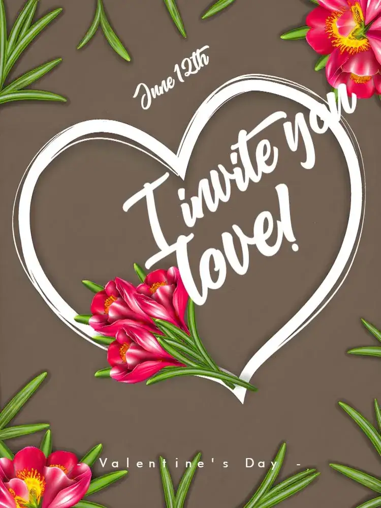 Invitation Post Valentine's Day June – Most searched for theme romantic, red, hearts, modern, vibrant, passionate