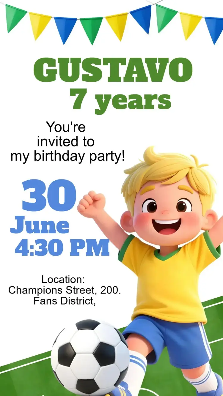 Digital Soccer Boy Invitation