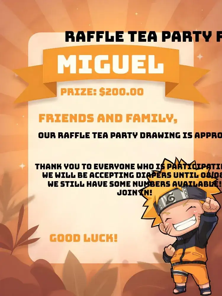 Invitation White Chibi Naruto Raffle Tea – Kids' Birthday Party theme anime, chibi, colorful, fun, modern, childish