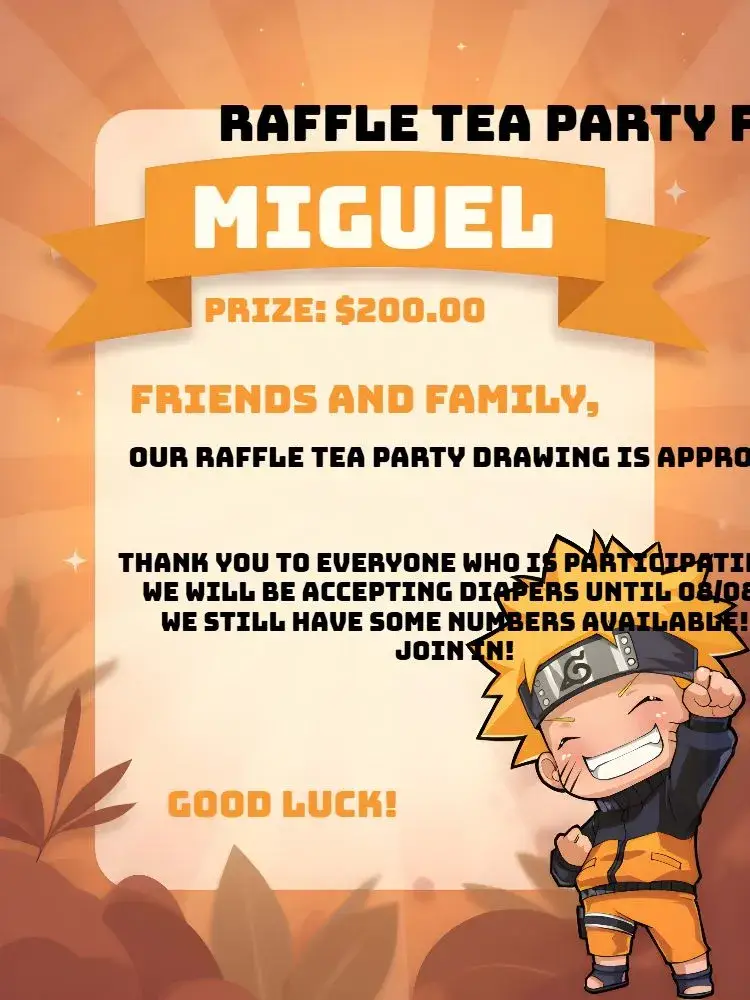 White Chibi Naruto Raffle Tea invitation