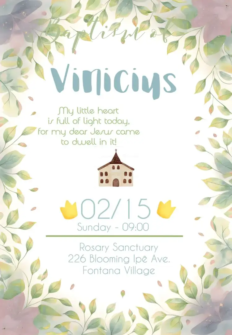 Invitation Baptism Confirmation – First Communion theme delicate, angelic, minimalist, elegant, modern