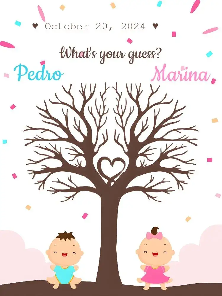 Blue Gender Reveal Fingerprint Tree