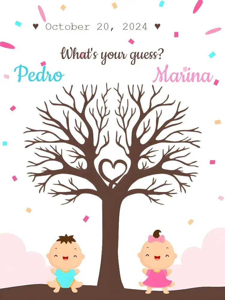 Blue Gender Reveal Fingerprint Tree invitation