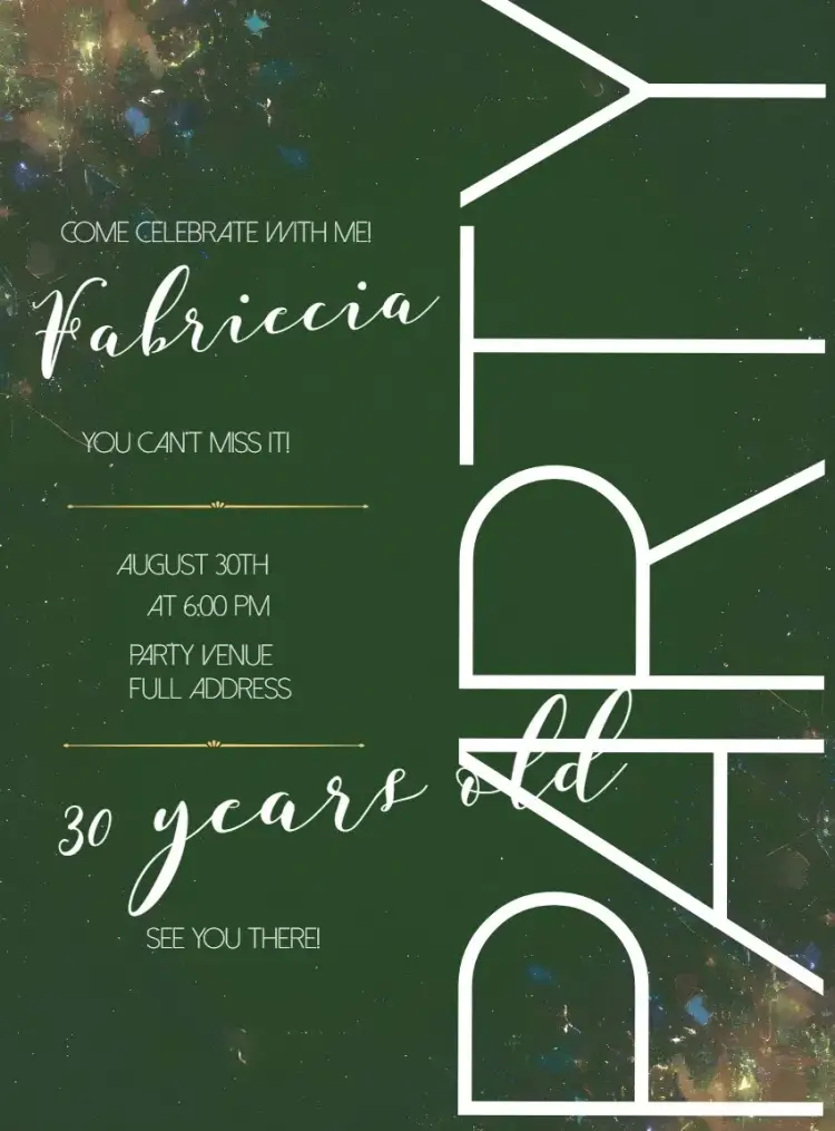 Invite 30 Years Adult Party editable and customizable