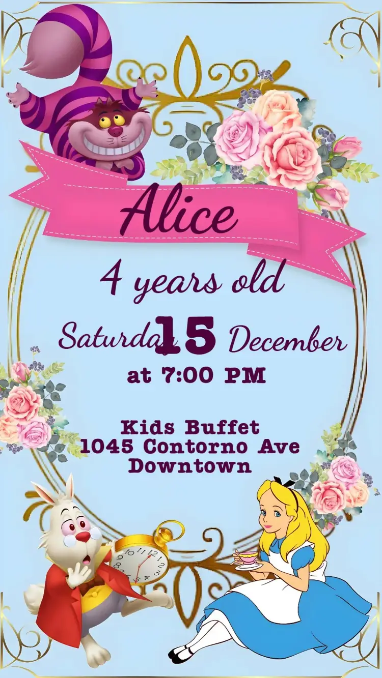 Alice in Wonderland invitation