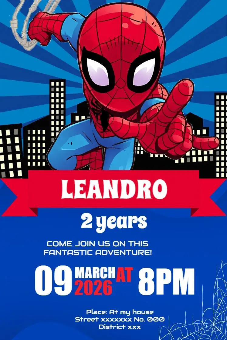 Invitation Kids Spider-Man – Most searched for theme colorful, funny, young, modern, themed