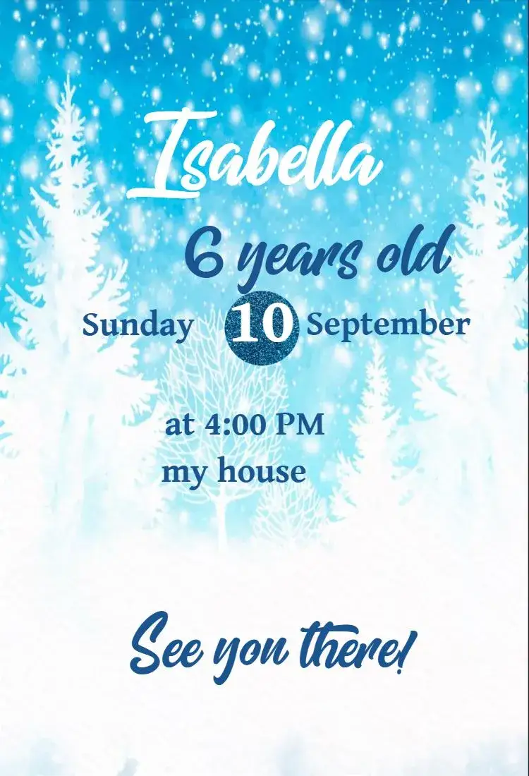 Invitation Ice Party – Kids' Birthday Party theme chilled, light blue, white, fun, magical, colorful