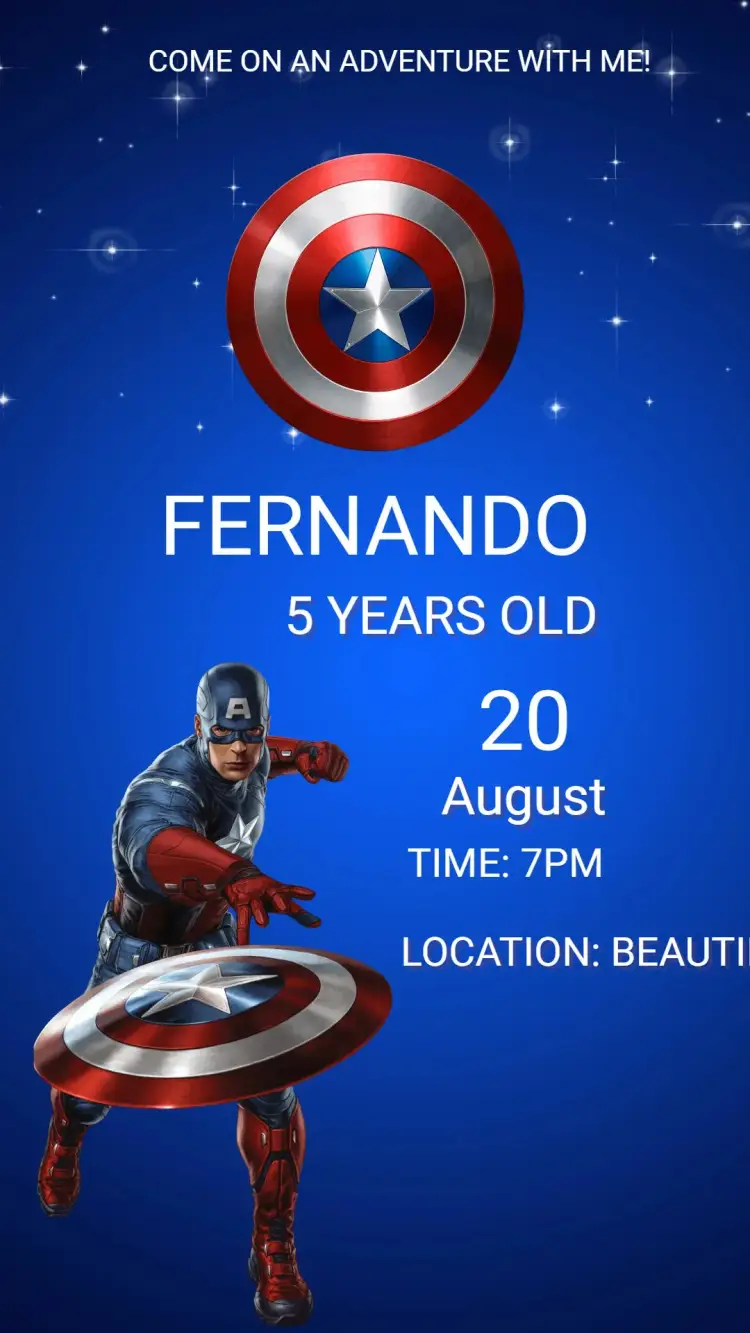 Captain America Birthday Invitation