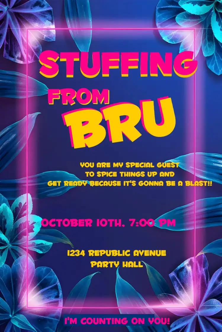 Invitation Farofa Da Gkay Verde – Bridal Shower theme neon, colorful, fun, modern, laid-back