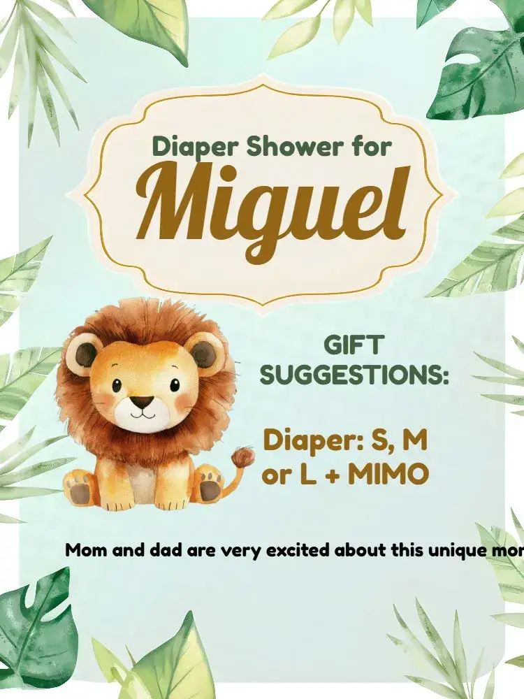 Green Lion Gender Reveal invitation