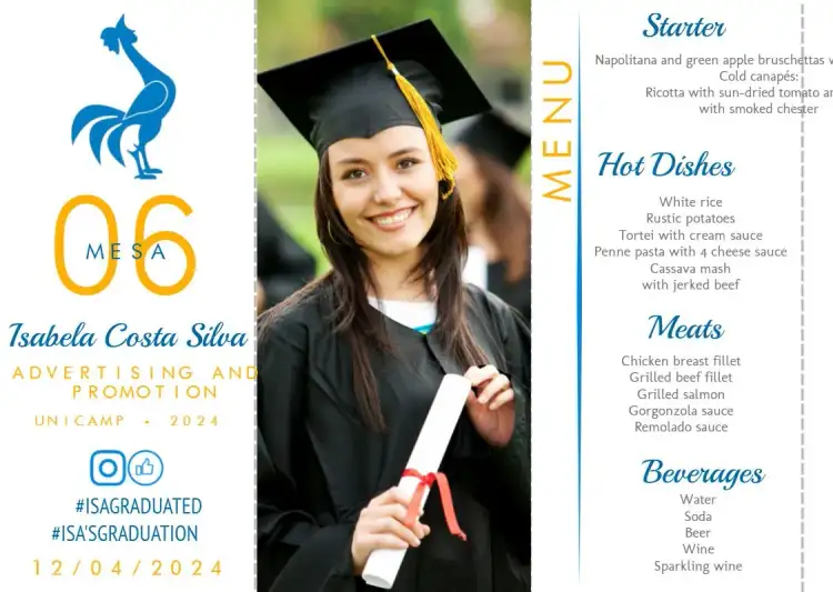 Menu Triangle Advertising and Propaganda Graduation with Graduate Photo