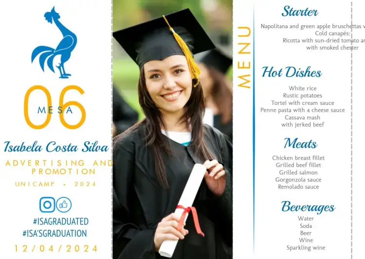 Menu Triangle Advertising and Propaganda Graduation with Graduate Photo invitation