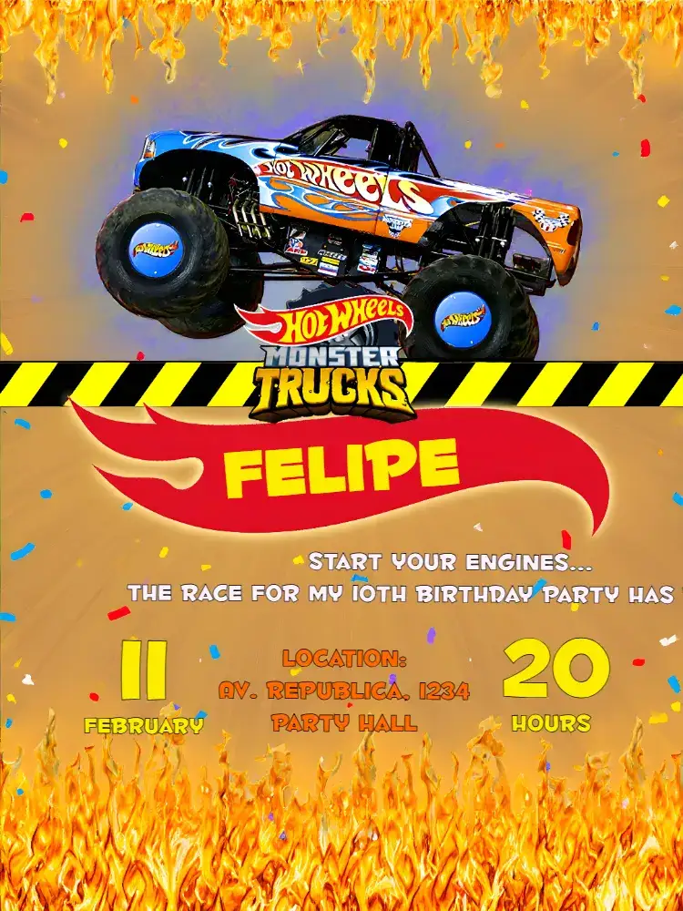 Invitation Red Hotwheels – Most searched for theme red, cars, modern, themed, fun, sporty