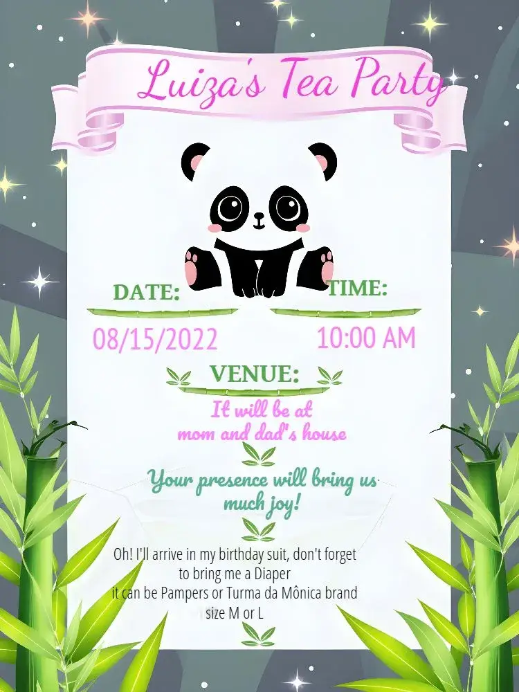 Pink Panda Baby Shower invitation