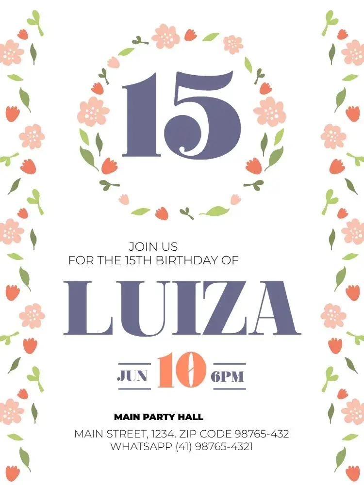 Floral 15th Birthday Gathering invitation